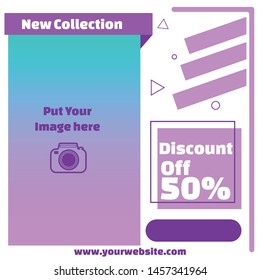 Modern promotion square web banner for social media mobile apps. Elegant sale and discount promo backgrounds with gradient style. Email ad newsletter layouts.