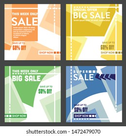 Modern promotion square web banner for social media mobile apps. Elegant sale and discount promo with abstract pattern and background. Email ad newsletter layouts.