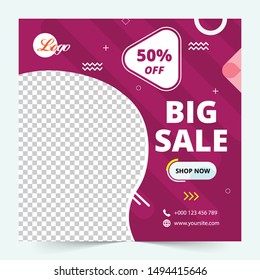 Modern promotion square web banner for social media mobile apps. Elegant sale and discount promo backgrounds with abstract pattern. Email ad newsletter layouts