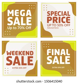 Modern promotion square web banner for social media mobile apps. Sale banner template design.