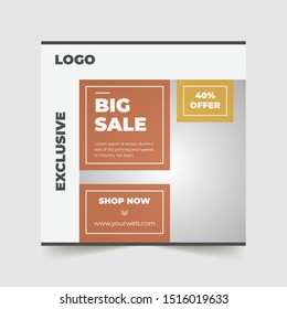 Modern promotion square web banner for social media mobile apps. Elegant sale and discount promo backgrounds with abstract pattern. Email ad newsletter layouts. - Vector