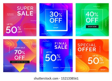 Modern promotion square web banner for social media. Abstract sale social media post collection. Sale promotion banners social media, Promotion square banner collection