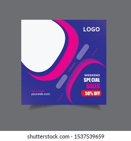 Modern promotion square web banner for social media mobile apps - Vector