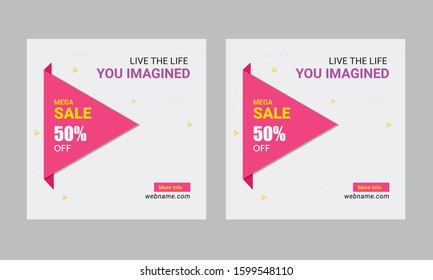 Modern promotion square web banner for social media mobile apps. Elegant sale and discount promo backgrounds with abstract pattern. Email ad newsletter layouts.