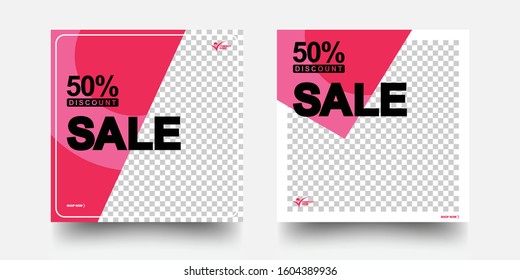 Modern Promotion Square Web Banner For Social Media Mobile Apps. Editable Post Template Social Media Banners For Digital Marketing.