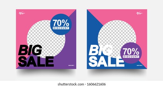 Modern Promotion Square Web Banner For Social Media Mobile Apps. Editable Post Template Social Media Banners For Digital Marketing.