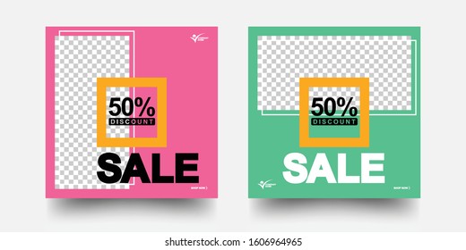 Modern Promotion Square Web Banner For Social Media Mobile Apps. Editable Post Template Social Media Banners For Digital Marketing.
