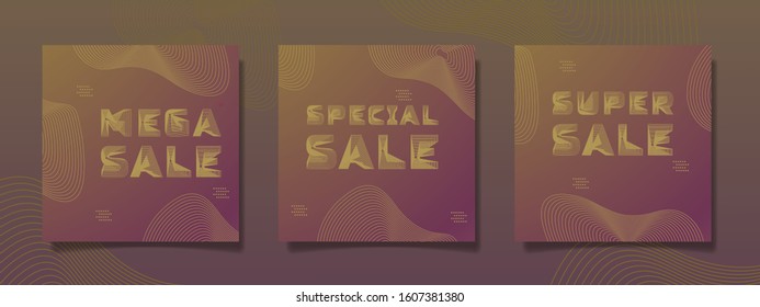 Modern promotion square web banner for social media mobile apps. Elegant sale and discount promo backgrounds with abstract pattern