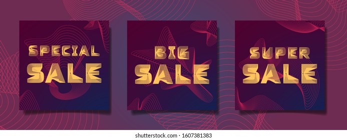 Modern promotion square web banner for social media mobile apps. Elegant sale and discount promo backgrounds with abstract pattern