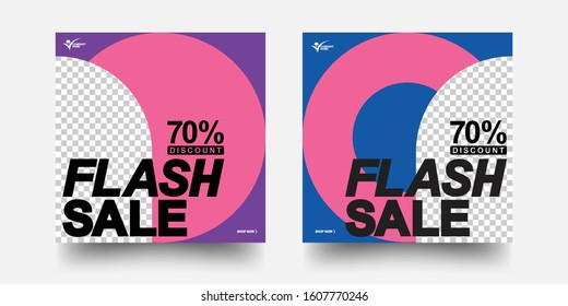 Modern Promotion Square Web Banner For Social Media Mobile Apps. Editable Post Template Social Media Banners For Digital Marketing.