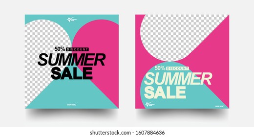 Modern Promotion Square Web Banner For Social Media Mobile Apps. Editable Post Template Social Media Banners For Digital Marketing. 