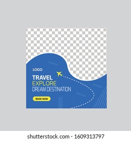 Modern promotion square web banner for social media mobile apps. 
