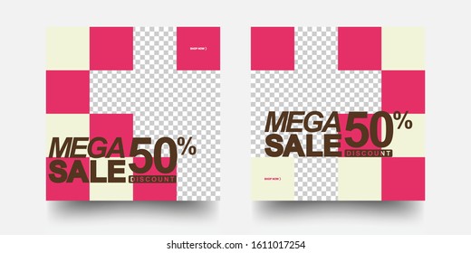 Modern Promotion Square Web Banner For Social Media Mobile Apps. Editable Post Template Social Media Banners For Digital Marketing. 