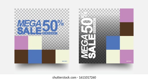 Modern Promotion Square Web Banner For Social Media Mobile Apps. Editable Post Template Social Media Banners For Digital Marketing. 