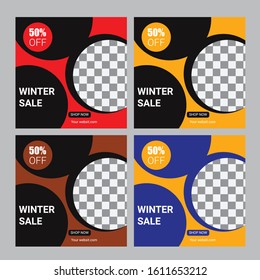 Modern promotion square web banner for social media mobile apps