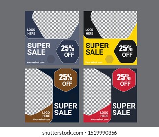 Modern promotion square web banner for social media mobile apps .sale banners. banner template design, Super sale special offer. Vector illustration