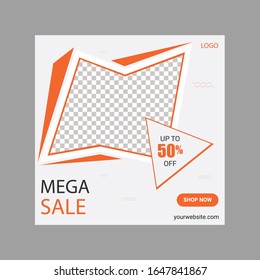 Modern promotion square web banner for social media mobile apps