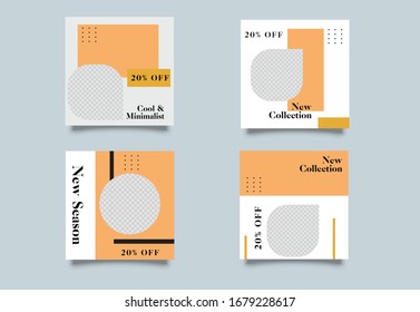 Modern promotion square web banner for social media mobile apps. Elegant sale and discount promo backgrounds