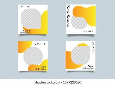 Modern promotion square web banner for social media mobile apps. Elegant sale and discount promo backgrounds