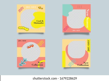 Modern promotion square web banner for social media mobile apps. Elegant sale and discount promo backgrounds