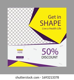 Banner web de promoción moderna para aplicaciones móviles de medios sociales. Elegante venta y descuento de fondos promocionales con un patrón abstracto. Diseños de correo electrónico y boletines informativos.