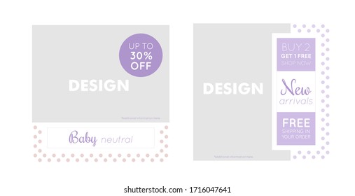 Modern promotion square web banner for social media mobile apps. Elegant sale and discount promo backgrounds. Price tags, stickers, badges, posters. Vector illustration.