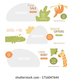 Modern promotion square web banner for social media mobile apps. Elegant sale and discount promo backgrounds. Price tags, stickers, badges, posters. Vector illustration.