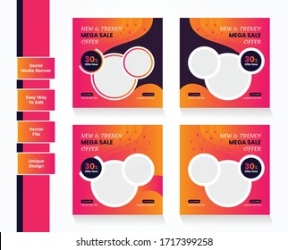 Banner moderno de promoción cuadrada para banner de medios sociales. Elegante venta y descuento promocional fondos de banner con un patrón abstracto.