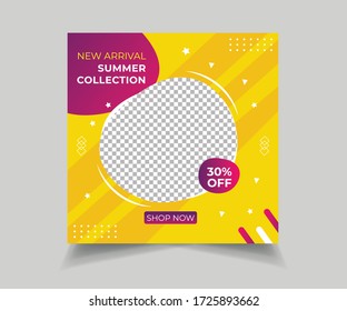 Modern promotion square web banner for social media post template. Elegant sale and discount promo backgrounds with abstract pattern, Summer sale social media banner design.