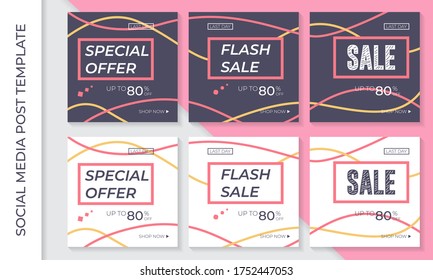 Modern promotion square web banner for social media mobile apps. Elegant sale and discount promo backgrounds with abstract pattern eps 10