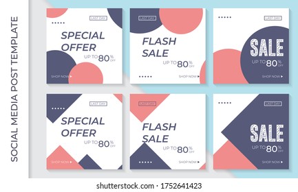 Modern promotion square web banner for social media mobile apps. Elegant sale and discount promo backgrounds with abstract pattern eps 10