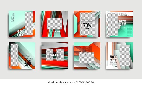 Modern promotion square web banner for social media . vector design