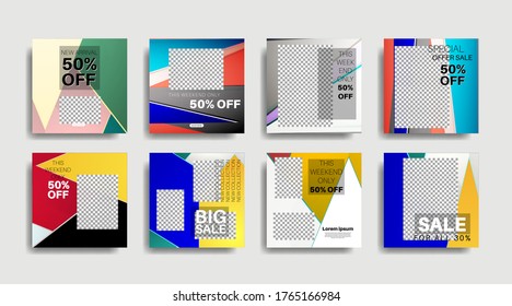 Banner web de promoción cuadrada moderna para medios sociales . diseño vectorial