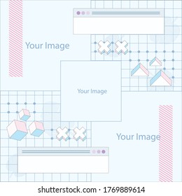 Banner moderno de promoción cuadrada web para aplicaciones móviles de medios sociales. Elegante venta y descuento de antecedentes promocionales con un patrón abstracto. Diseños de correo electrónico y boletines informativos. No obtener creativos