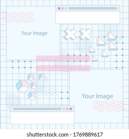 Banner moderno de promoción cuadrada web para aplicaciones móviles de medios sociales. Elegante venta y descuento de antecedentes promocionales con un patrón abstracto. Diseños de correo electrónico y boletines informativos. No obtener creativos