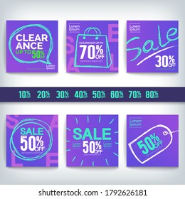 Modern promotion square web banner for social media mobile apps. Clearance sale promotion, Freehand abstract backgrounds , Vector Illustration EPS10.