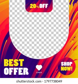 Modern promotion square web banner for social media mobile apps. Vector