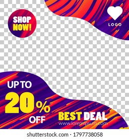 Modern promotion square web banner for social media mobile apps. Vector