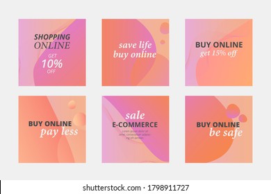 Banner web de promoción moderna para medios sociales. Banner web para compras en línea. Plantillas multicolores de moda. Plantillas de venta.