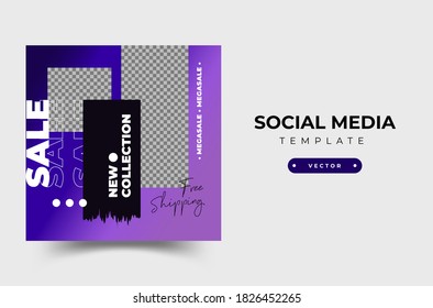 Modern promotion square web banner for social media mobile apps. Elegant sale and discount promo backgrounds with abstract pattern. Email ad newsletter layouts.