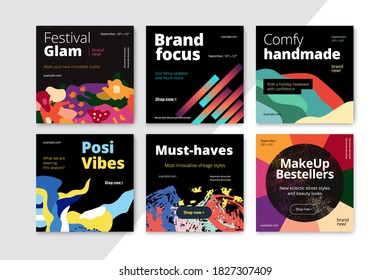 Modern promotion square web banner for social media mobile apps. Elegant sale and discount promo backgrounds with abstract pattern. Email ad newsletter layouts.