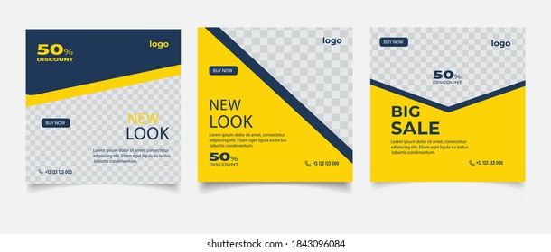 Modern promotion square web banner for social media mobile apps