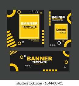 Modern promotion square  web banner for social media. color black yellow.