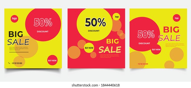 Modern promotion square web banner for social media mobile apps