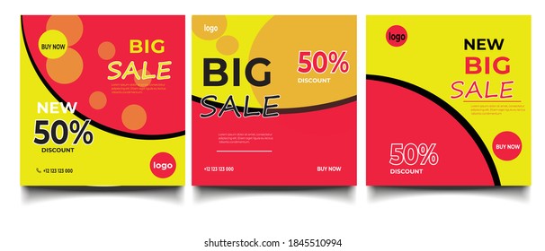 Modern promotion square web banner for social media mobile apps
