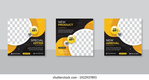 Modern promotion square web banner for social media mobile apps. Elegant sale and discount promo backgrounds for digital marketing
