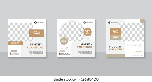 Modern promotion square web banner for social media furniture sale