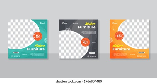 Modern promotion square web banner for social media furniture sale