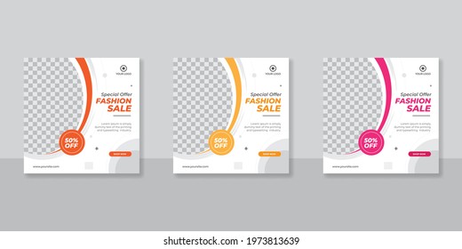 Modern promotion square web banner for social media fashion sale