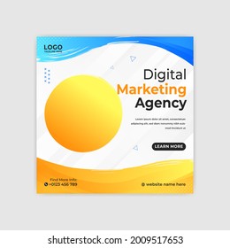 Modern promotion square web banner for mobile app social media instagram post with photo vector file EPS10